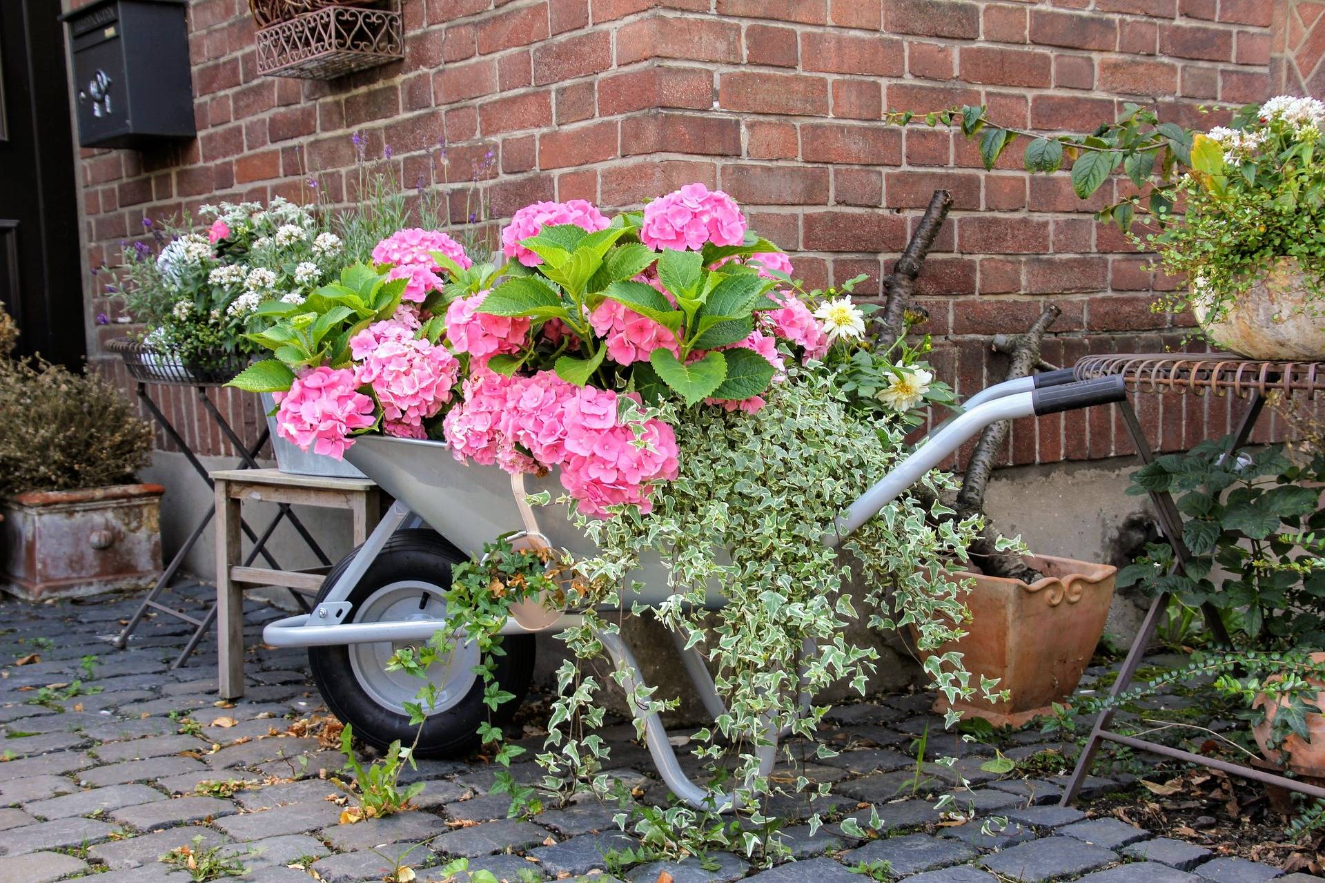 Garten Schubkarre mit Blumen